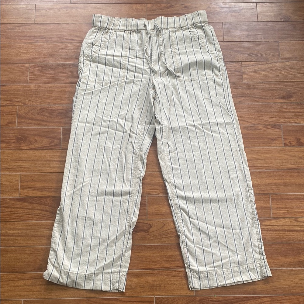 Striped Linen Blend Size 14 Pants